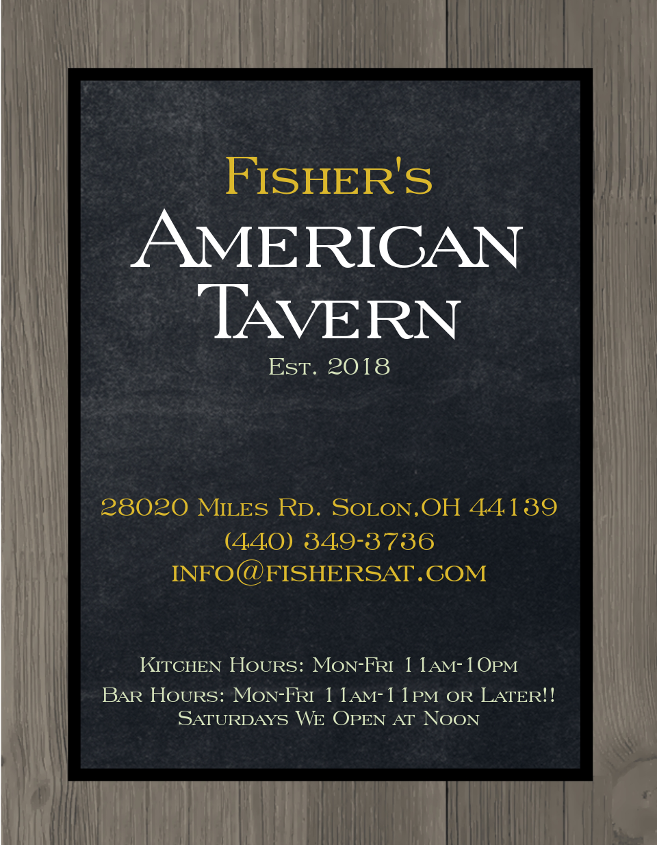 Fishers American Tavern | 28020 Miles Rd, Solon, OH 44139, USA | Phone: (440) 349-3736