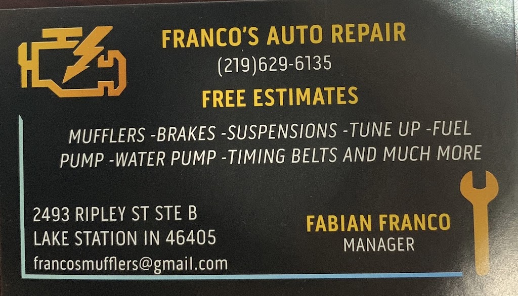 Francos Auto Repair | 2493 Ripley St, Lake Station, IN 46405, USA | Phone: (219) 629-6135