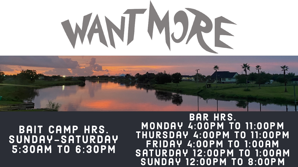 Want More Bait Bar and Grill | 7827 2nd St, Hitchcock, TX 77563, USA | Phone: (409) 927-5912