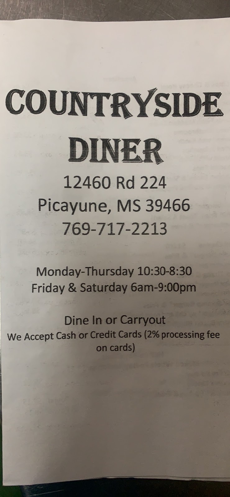 Countryside Diner | 12460 Rd 224, Picayune, MS 39466, USA | Phone: (769) 717-2213