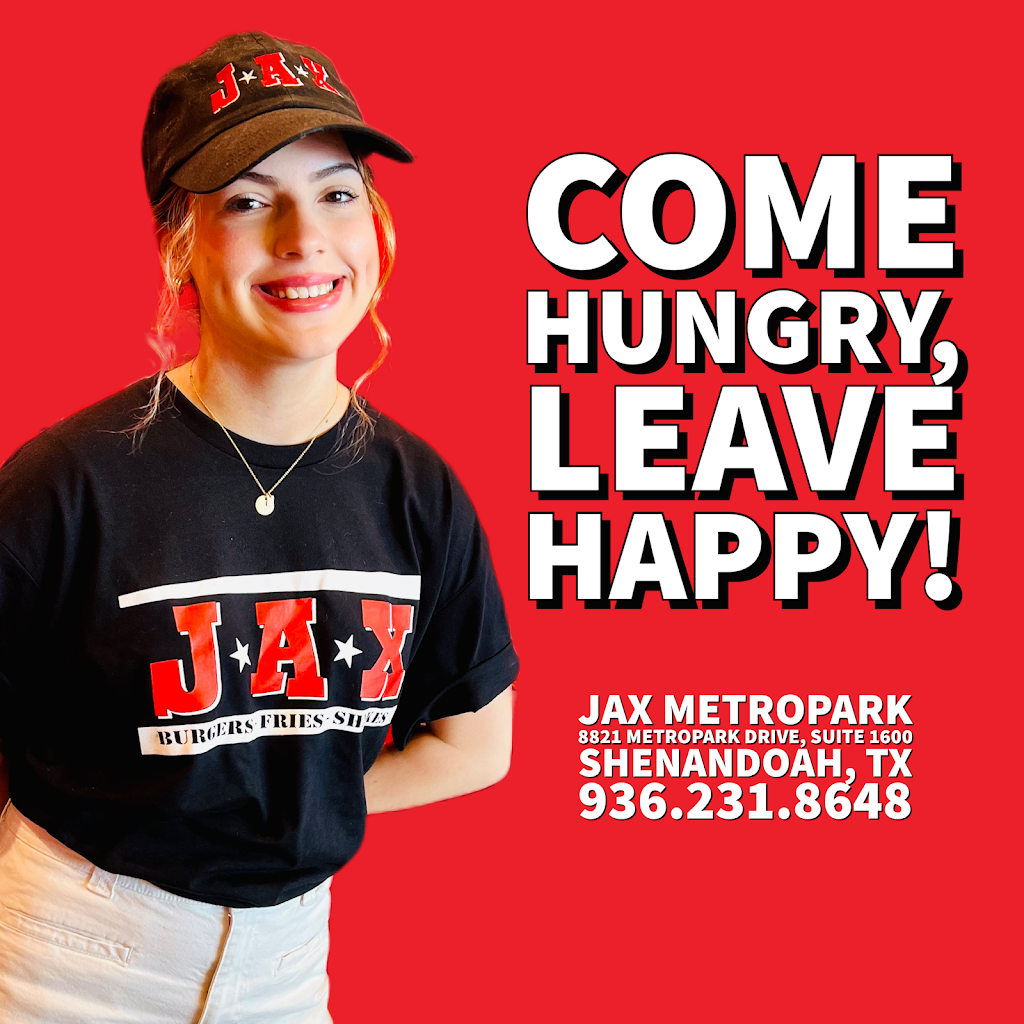 JAX Burgers Fries & Shakes | 8821 Metropark Dr Suite 1600, Shenandoah, TX 77385, USA | Phone: (936) 231-8648