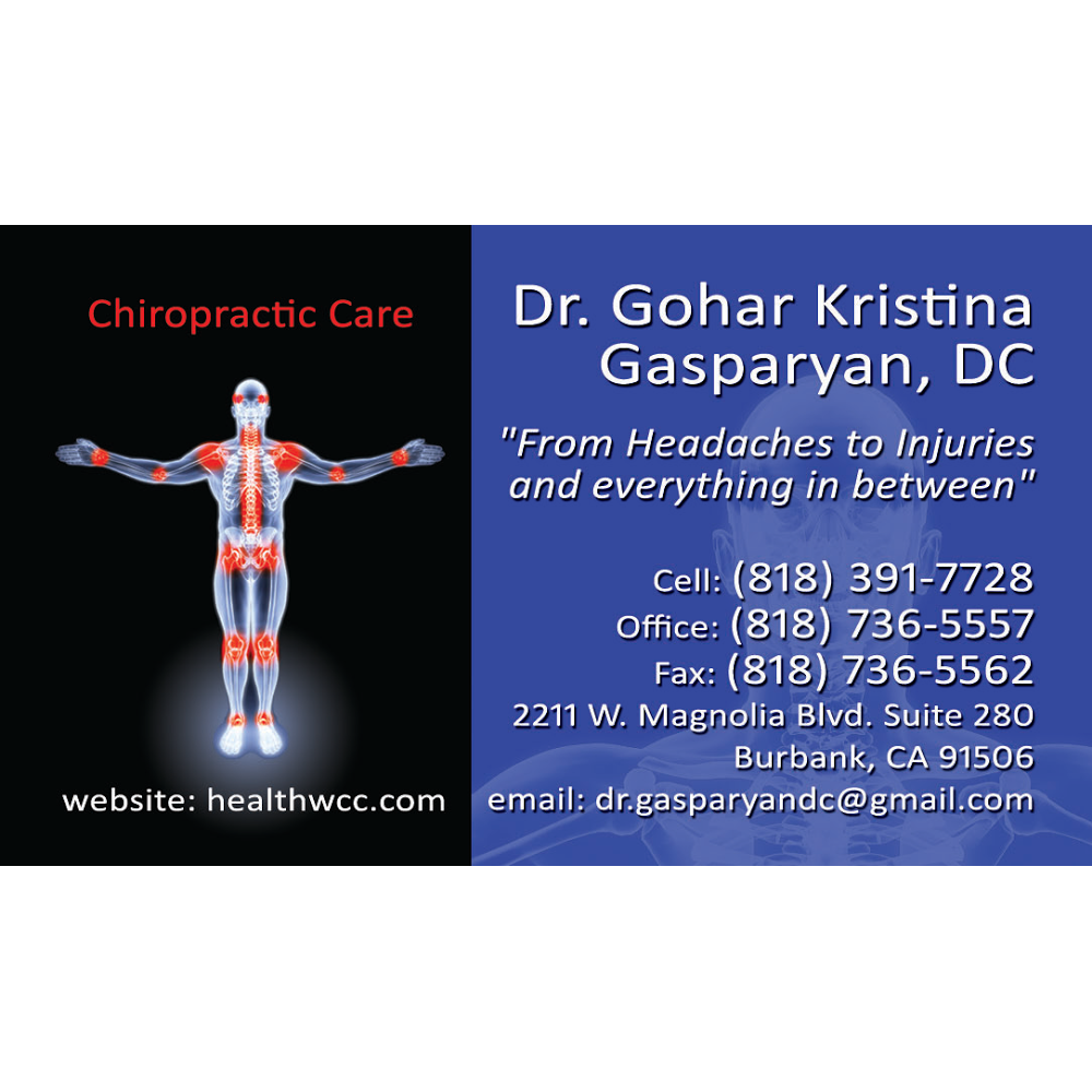 Dr. Gohar Kristina Gasparyan D.C. | 2211 Magnolia Blvd #280, Burbank, CA 91504, USA | Phone: (818) 736-5557