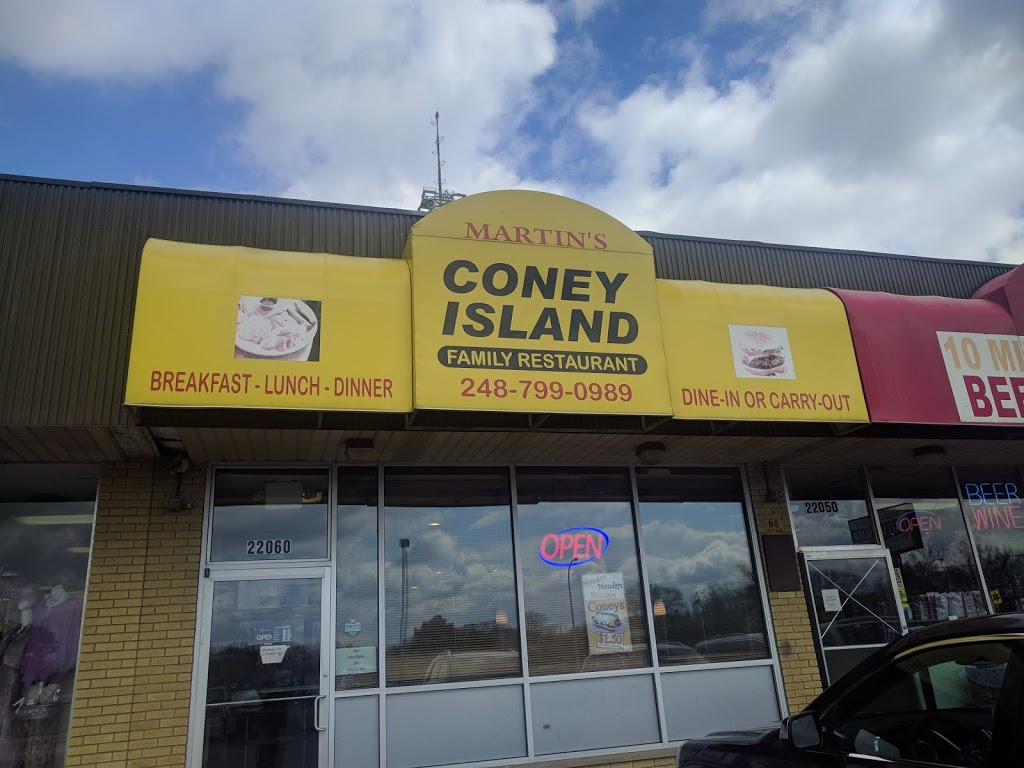 Martins Coney Island and Family Restaurant | 22060 W 10 Mile Rd, Southfield, MI 48033, USA | Phone: (248) 799-0989