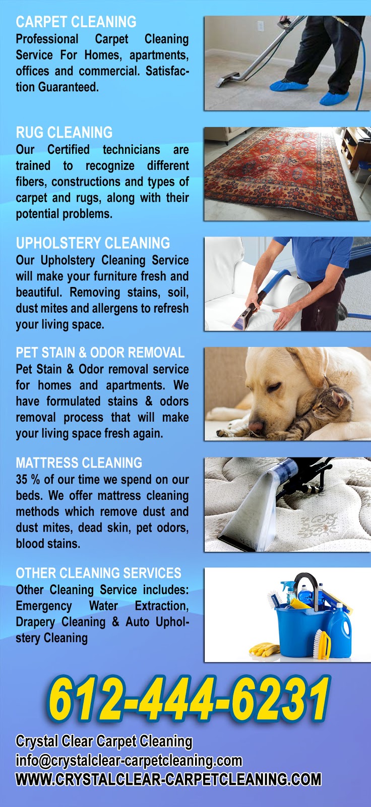 Crystal Clear Carpet Cleaning | 6385 Old Shady Oak Rd #250, Eden Prairie, MN 55344 | Phone: (612) 444-6231