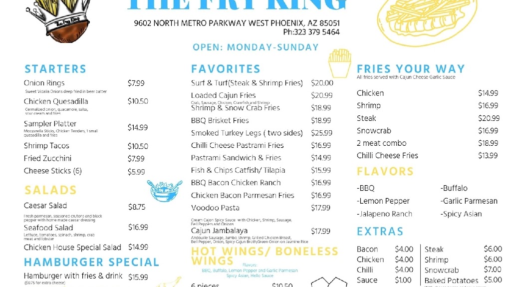 The fry king | 9602 N Metro Pkwy E, Phoenix, AZ 85051, USA | Phone: (323) 379-5464