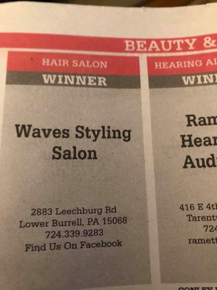 Waves Styling Salon | 2883 Leechburg Rd, Lower Burrell, PA 15068, USA | Phone: (724) 339-9283