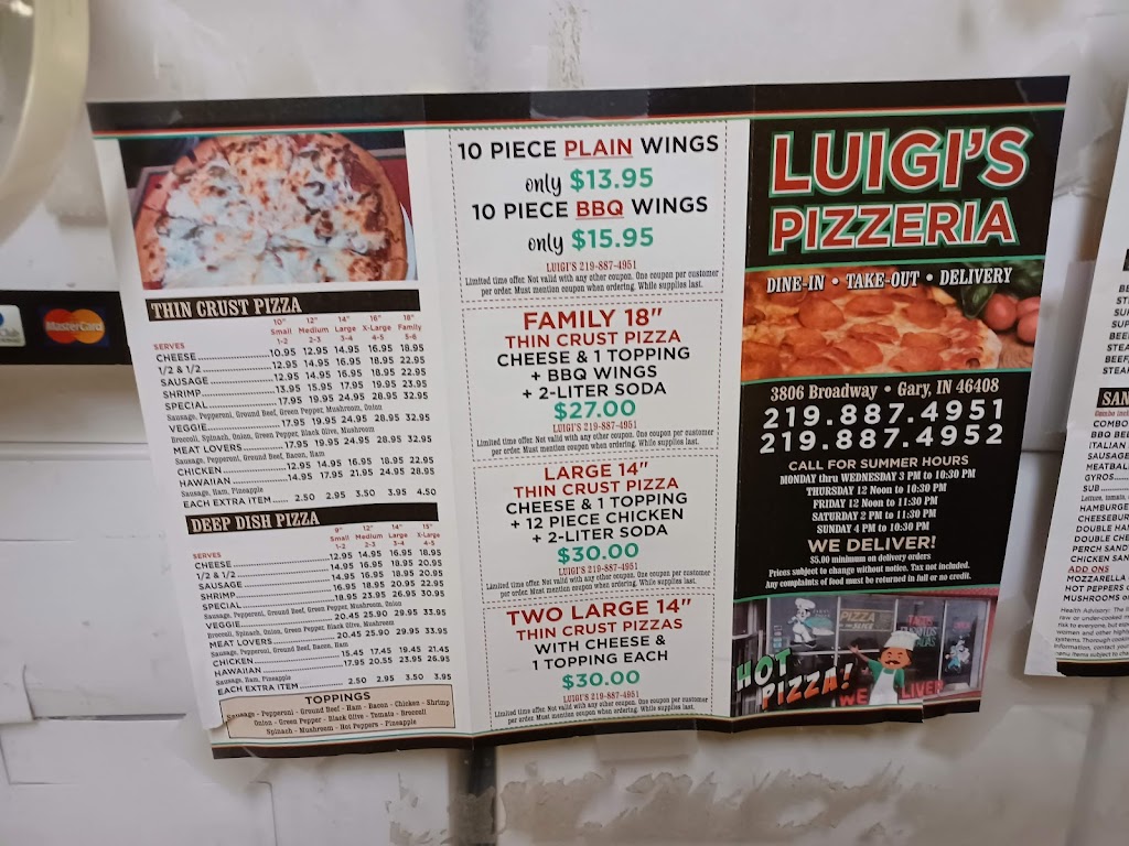 Luigi’s Pizzaria | 3806 Broadway, Gary, IN 46408, USA | Phone: (219) 887-4951