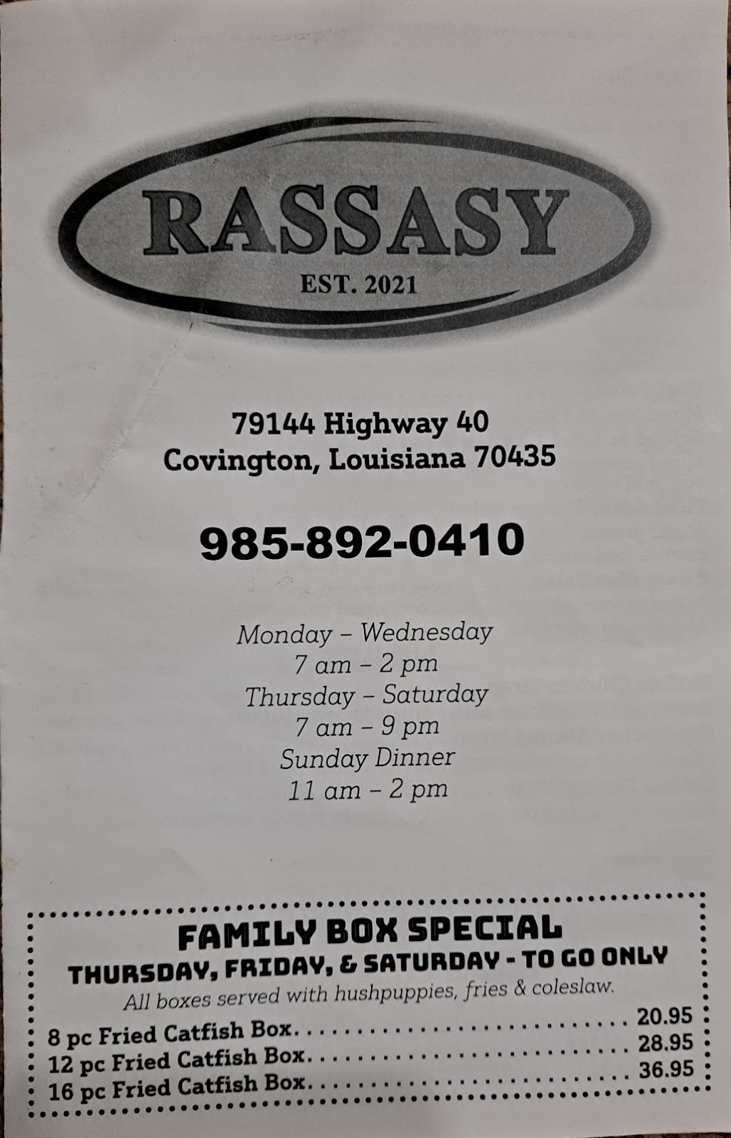 Rassasy | 79144 LA-40, Covington, LA 70435, USA | Phone: (985) 892-0410