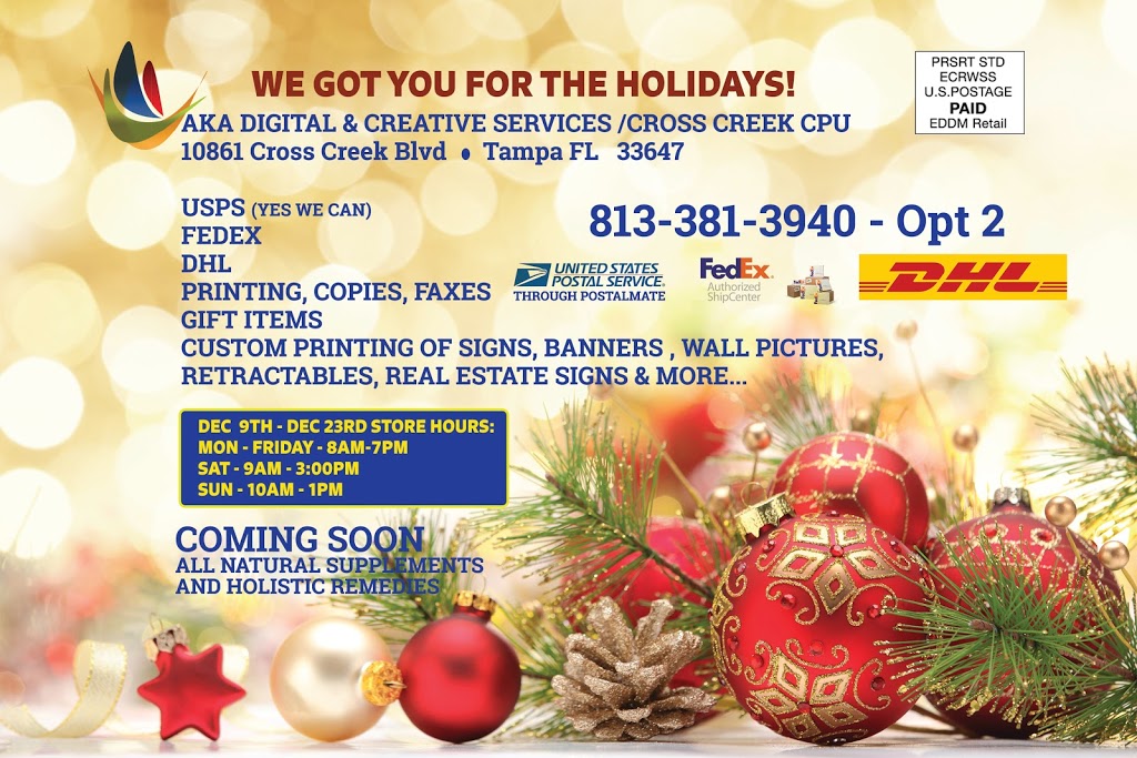 US Post Office (CPU) FEDEX AND DHL SHIP CENTER | 10861 Cross Creek Blvd, Tampa, FL 33647, USA | Phone: (813) 381-3940