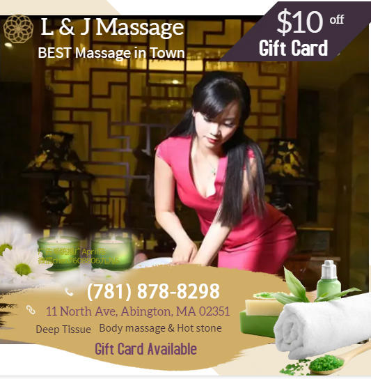 L & J Massage | 11 North Ave, Abington, MA 02351, USA | Phone: (781) 878-8298