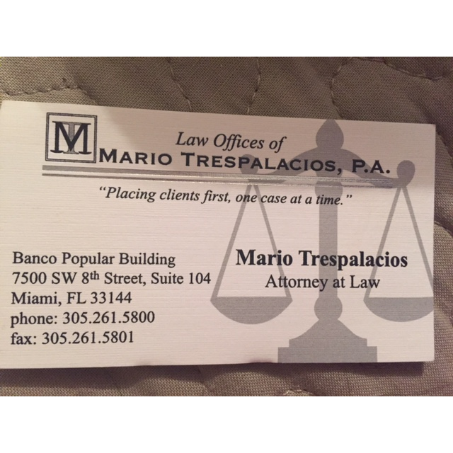 Mario Trespalacios Workers Compensation Lawyers | 9495 SW 72nd St suite b-275, Miami, FL 33173 | Phone: (305) 261-5800