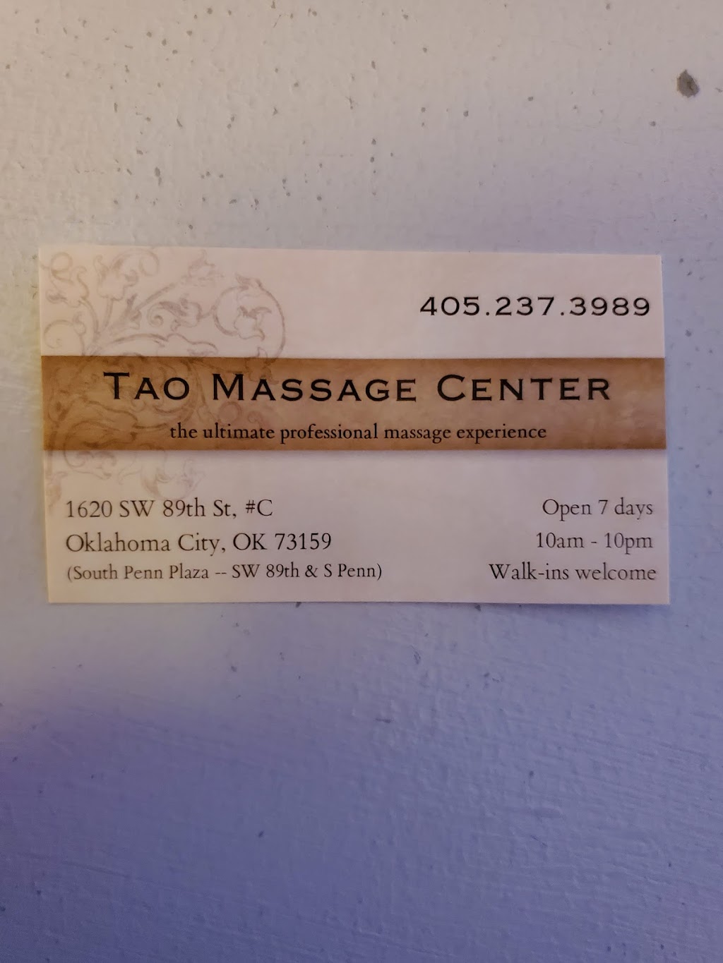 Tao Massage Center | 1620 SW 89th St #c, Oklahoma City, OK 73159, USA | Phone: (405) 237-3989