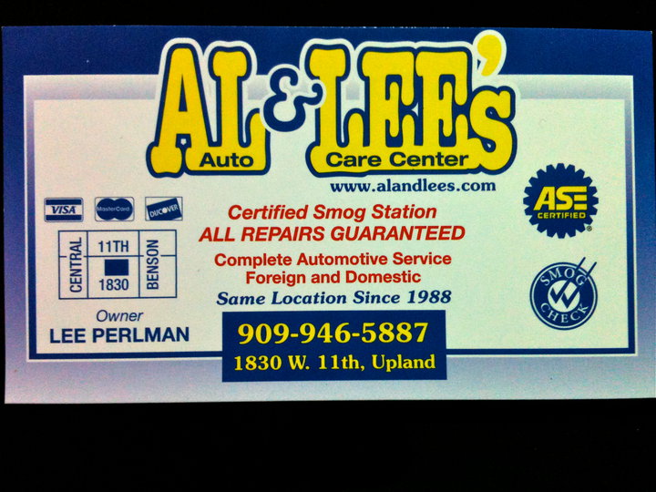 Al & Lees Auto Care Center | 1830 West 11th Street Units A-B-C, Upland, CA 91786, USA | Phone: (909) 946-5887