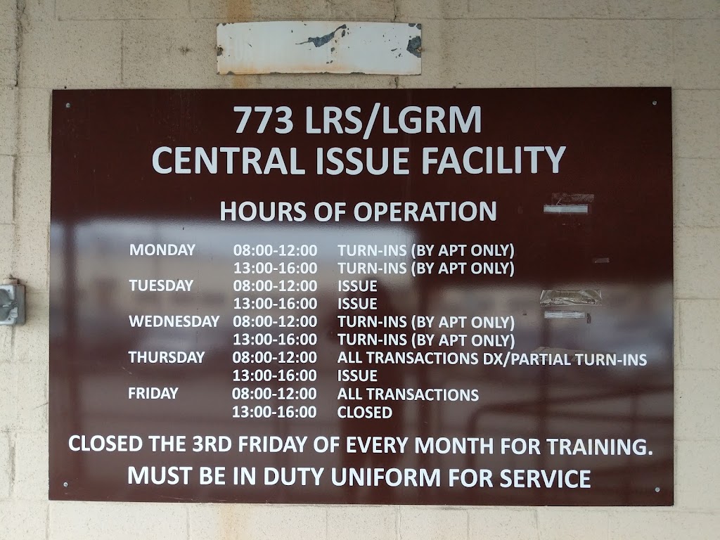BLDG 804 CIF | Centeral Issue Facility, 804 Warehouse St, Anchorage, AK 99505, USA | Phone: (907) 384-1821