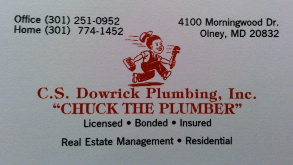 Chuck The Plumber | 4100 Morningwood Dr, Olney, MD 20832, USA | Phone: (301) 774-1452