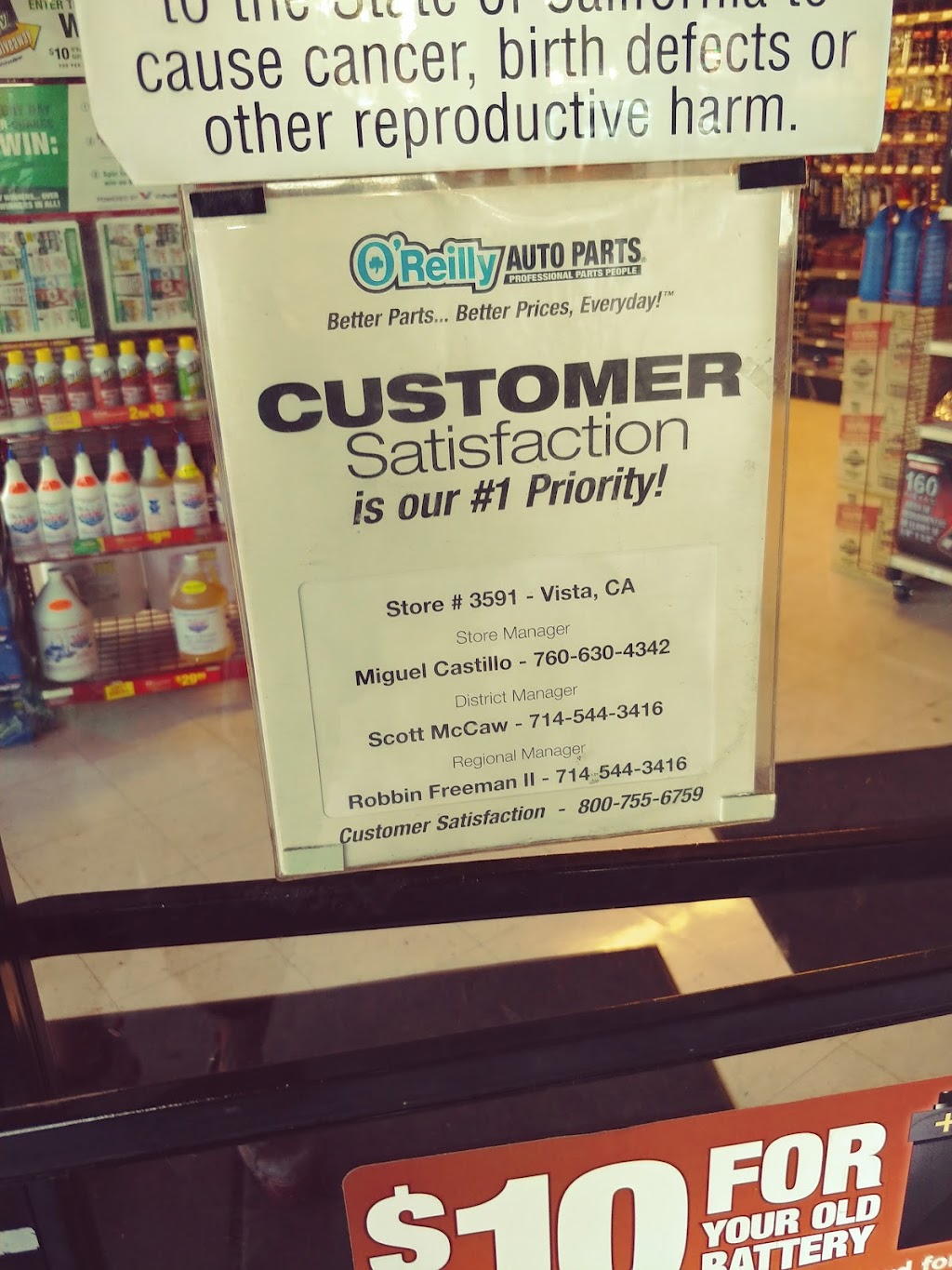 OReilly Auto Parts | 1250 S Santa Fe Ave Suites A B C & D, Vista, CA 92084, USA | Phone: (760) 630-4342