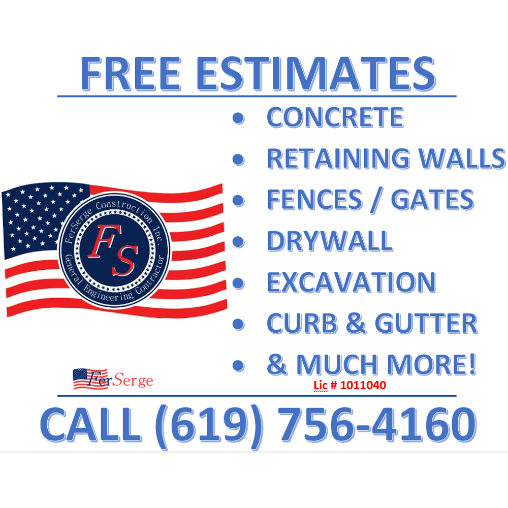 FerSerge Construction Inc | 1286 Bostonia St #5018, El Cajon, CA 92021, USA | Phone: (619) 334-5677