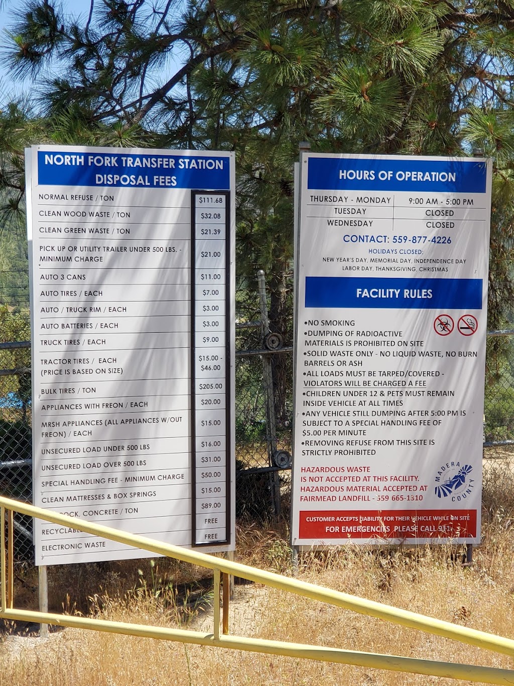 North Fork Transfer Station | 33699 Rd 274, North Fork, CA 93643, USA | Phone: (559) 877-4226