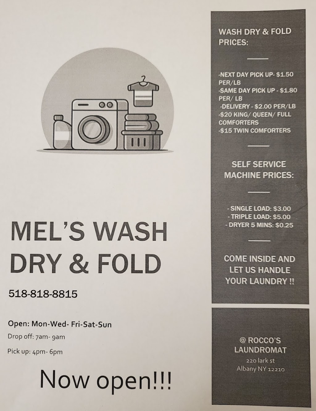 Roccos Laundromat | 220 Lark St, Albany, NY 12210, USA | Phone: (518) 928-3737