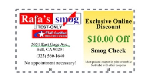 Rafas Smog Test Only | 5051 Gage Ave, Bell, CA 90201, USA | Phone: (323) 560-1640