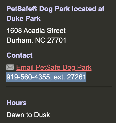 PetSafe Dog Park at Duke Park | 1608 Acadia St, Durham, NC 27701, USA | Phone: (919) 560-4355 ext. 27261