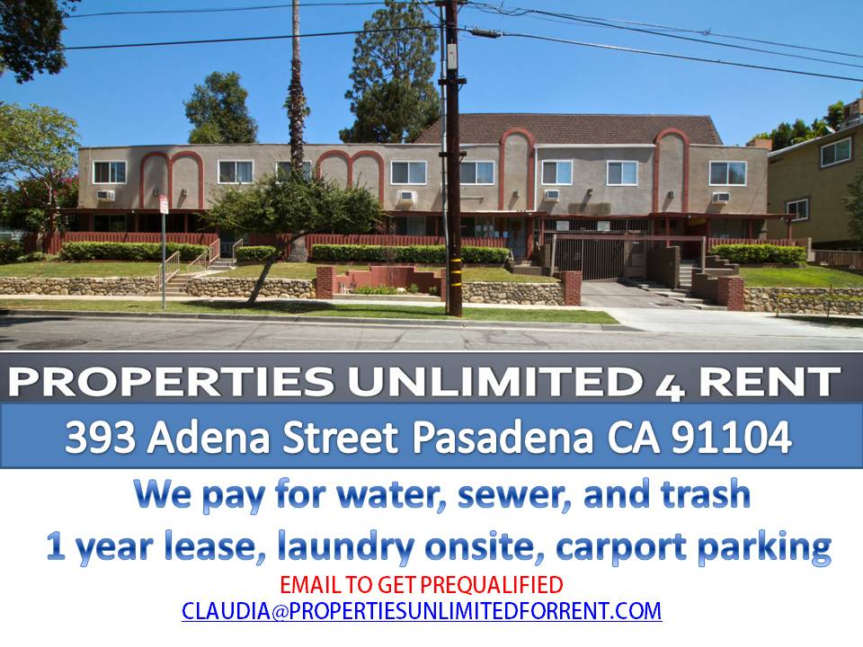PROPERTIES UNLIMITED 4 RENT | 393 Adena St, Pasadena, CA 91104, USA | Phone: (626) 755-6723