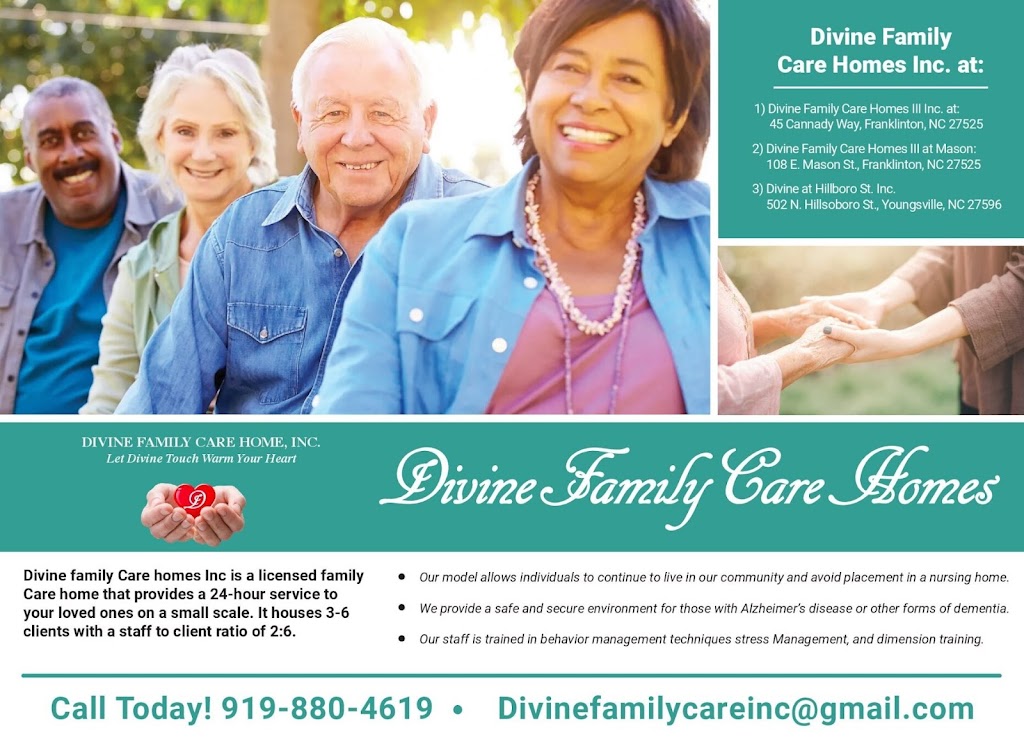 Divine Family Care Homes | 45 Cannady Way, Franklinton, NC 27525, USA | Phone: (919) 880-4619