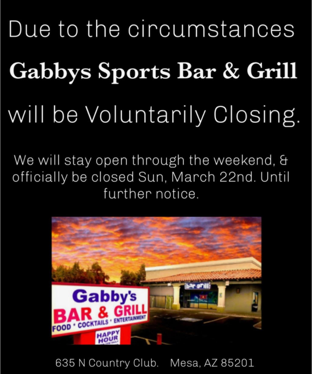 Gabby’s Sports Bar and Grill | 635 N Country Club Dr, Mesa, AZ 85201, USA | Phone: (480) 827-9776