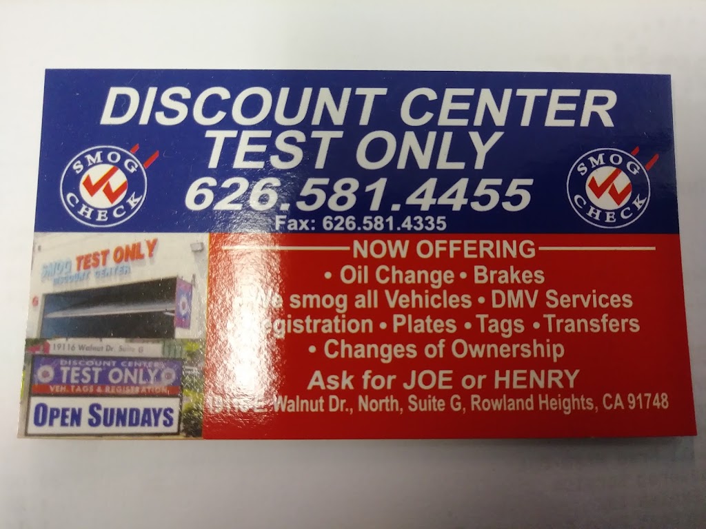 Smog Test Only Discount | 19116 E Walnut Dr N # G, Rowland Heights, CA 91748, USA | Phone: (626) 581-4455