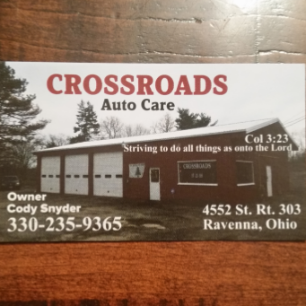 Crossroads Auto Care | 4552 OH-303, Ravenna, OH 44266, USA | Phone: (330) 235-9365