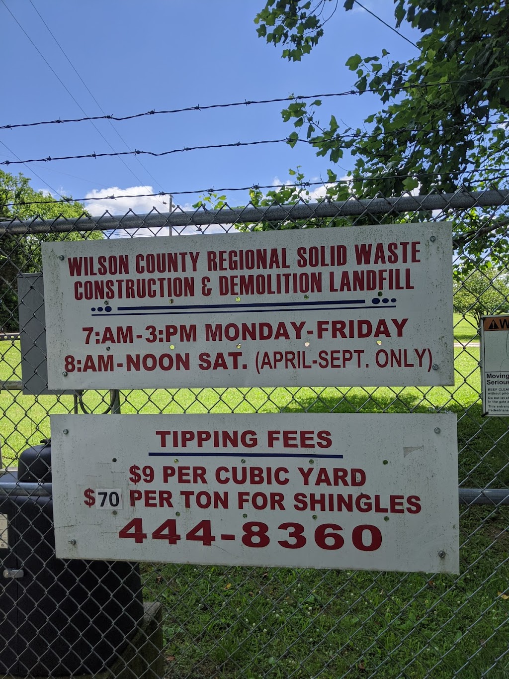 Wilson County Landfill | 378 Dump Rd, Lebanon, TN 37087, USA | Phone: (615) 444-8360