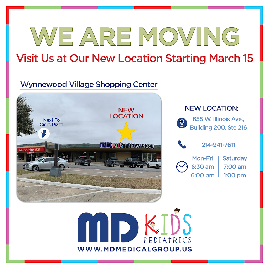 MD Kids Pediatrics | 655 W Illinois Ave Building 200 Ste 216, Dallas, TX 75224, USA | Phone: (214) 941-7611