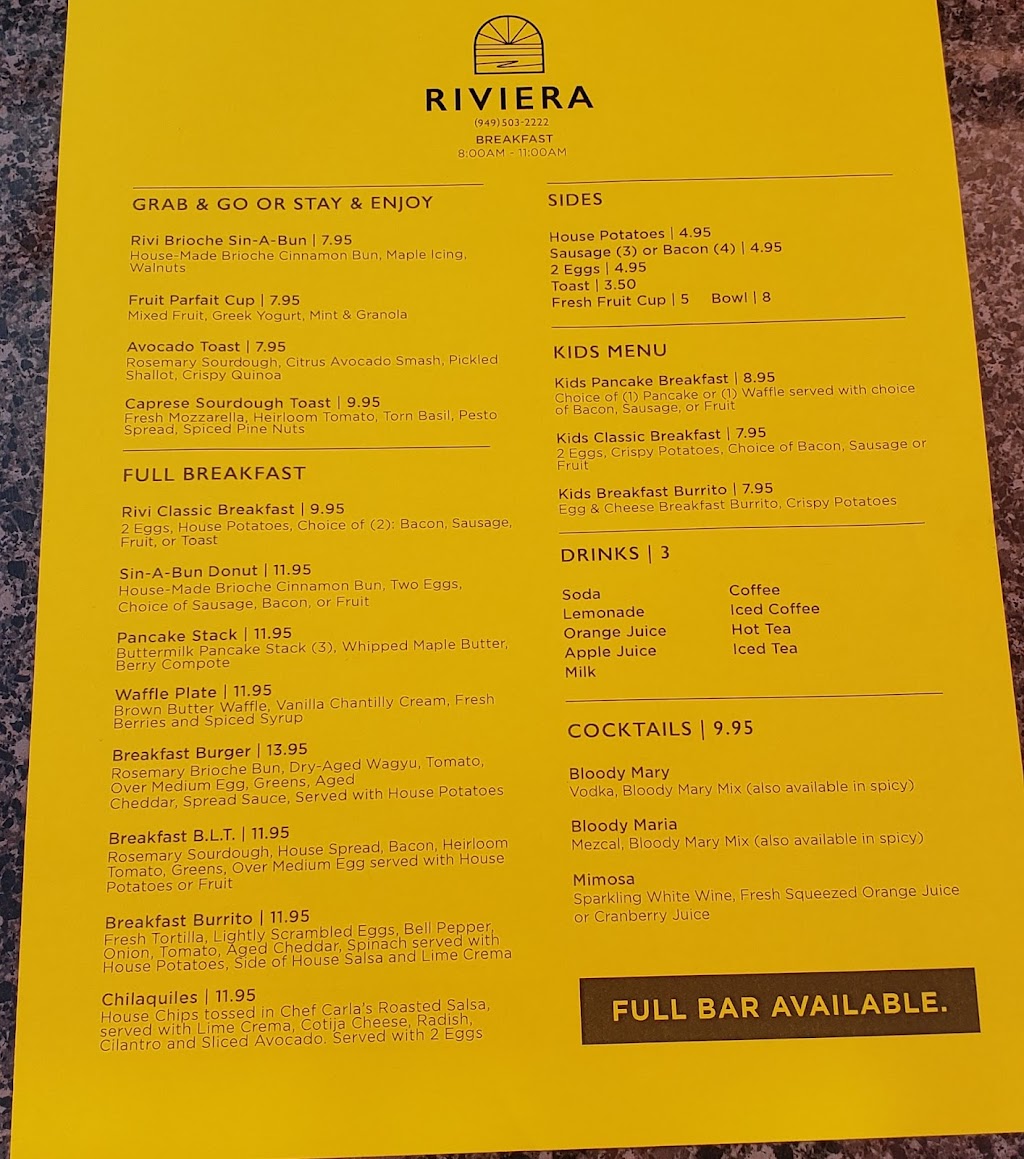 Riviera Restaurant | 2600 Avenida Del Presidente, San Clemente, CA 92672, USA | Phone: (949) 503-2222