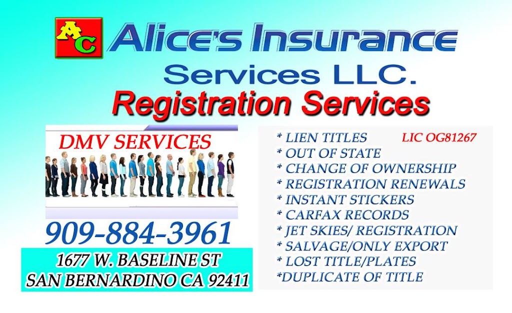 Alices Insurance and Income Tax Services | 1629 N Mt Vernon Ave suite 1, San Bernardino, CA 92411, USA | Phone: (909) 884-3961