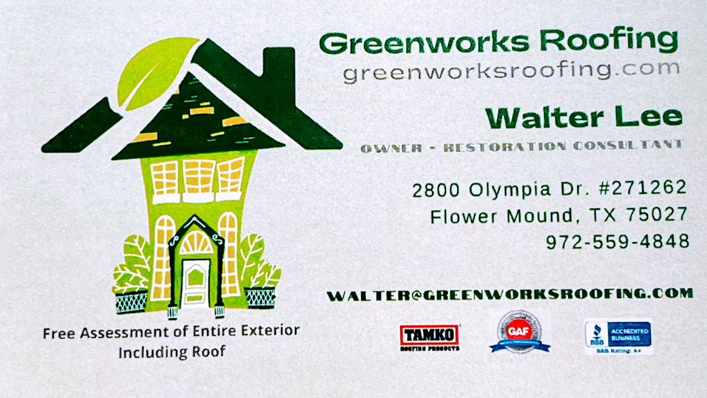 Greenworks Roofing | 2800 Olympia Dr #271262, Flower Mound, TX 75027, USA | Phone: (972) 559-4848