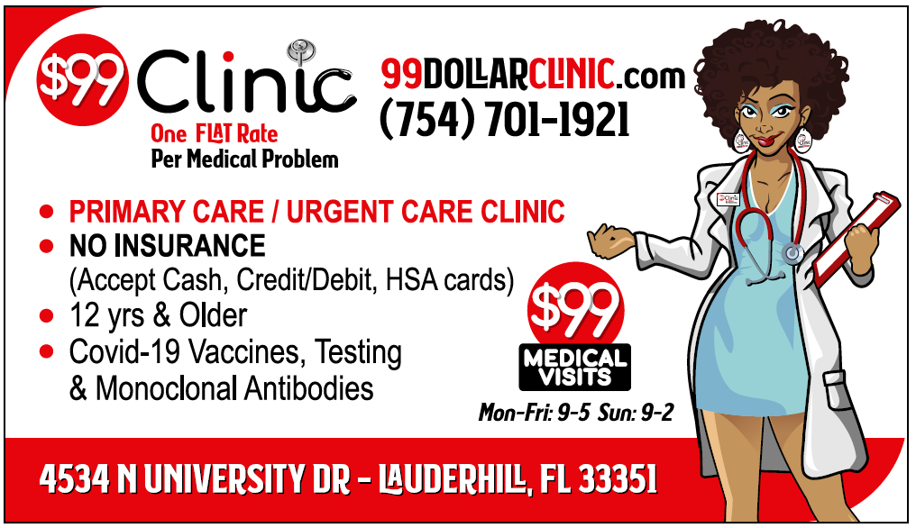 $99 CLINIC | 4534 N University Dr, Lauderhill, FL 33351, USA | Phone: (754) 701-1921