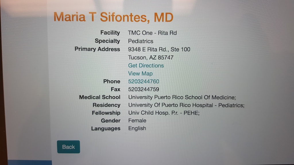 Maria Sifontes, MD | 9348 E Rita Rd #100, Tucson, AZ 85747, USA | Phone: (520) 324-4760