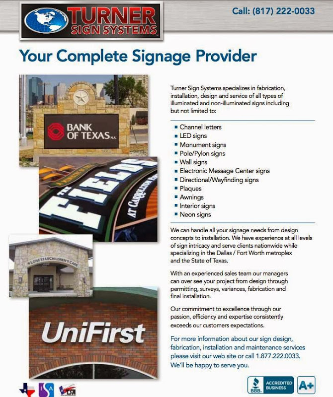 Turner Sign Systems | 1302 Avenue R, Grand Prairie, TX 75050, USA | Phone: (817) 222-0033