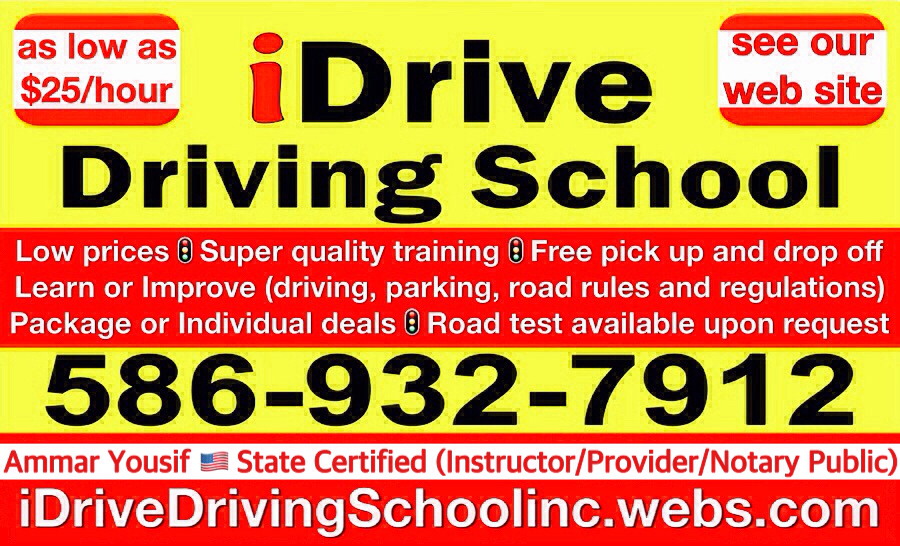 iDrive Driving School | 2171 Jonathan Dr, Sterling Heights, MI 48310, USA | Phone: (586) 932-7912