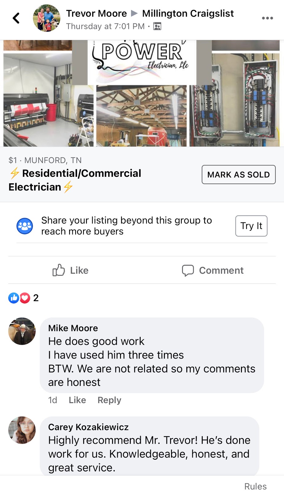 Moore Power, Electrician LLC | 252 McCormick Rd, Munford, TN 38058, USA | Phone: (901) 628-2087