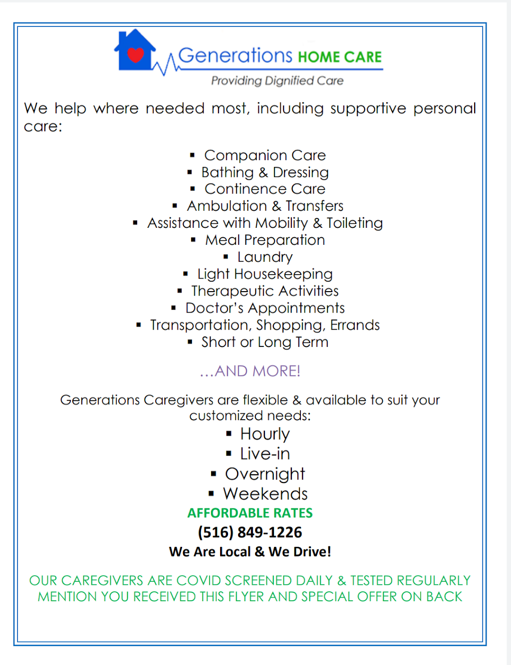 Generations Home Care | 8 Crocus Ave, Merrick, NY 11566 | Phone: (516) 849-1226