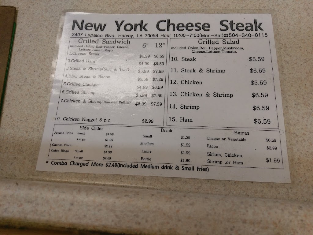 New York Cheese Steak & Seafood | 3407 Lapalco Blvd STE J, Harvey, LA 70058, USA | Phone: (504) 340-0115