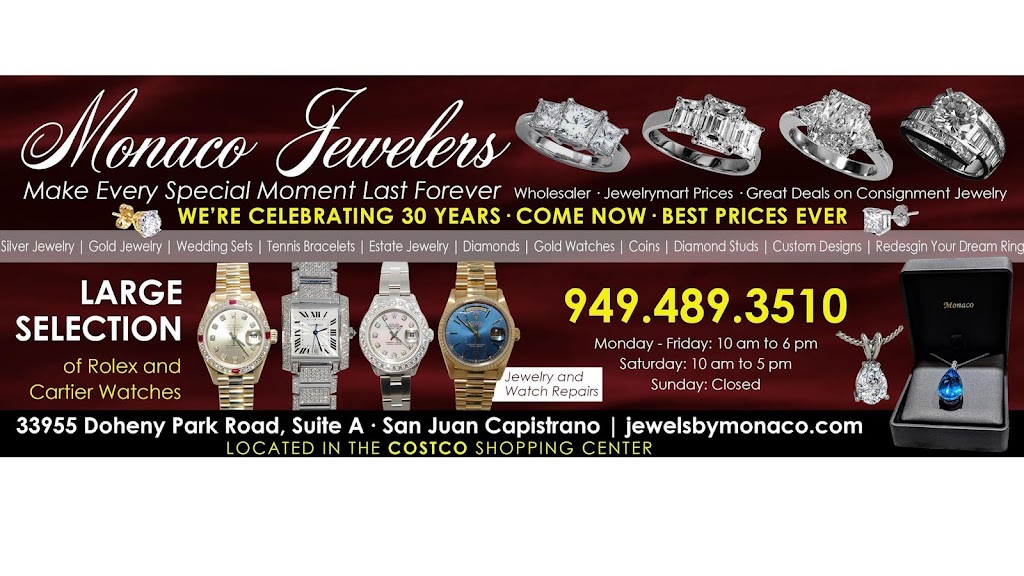 Monaco Jewelers | 33955 Doheny Park Rd, San Juan Capistrano, CA 92675 | Phone: (949) 489-3510