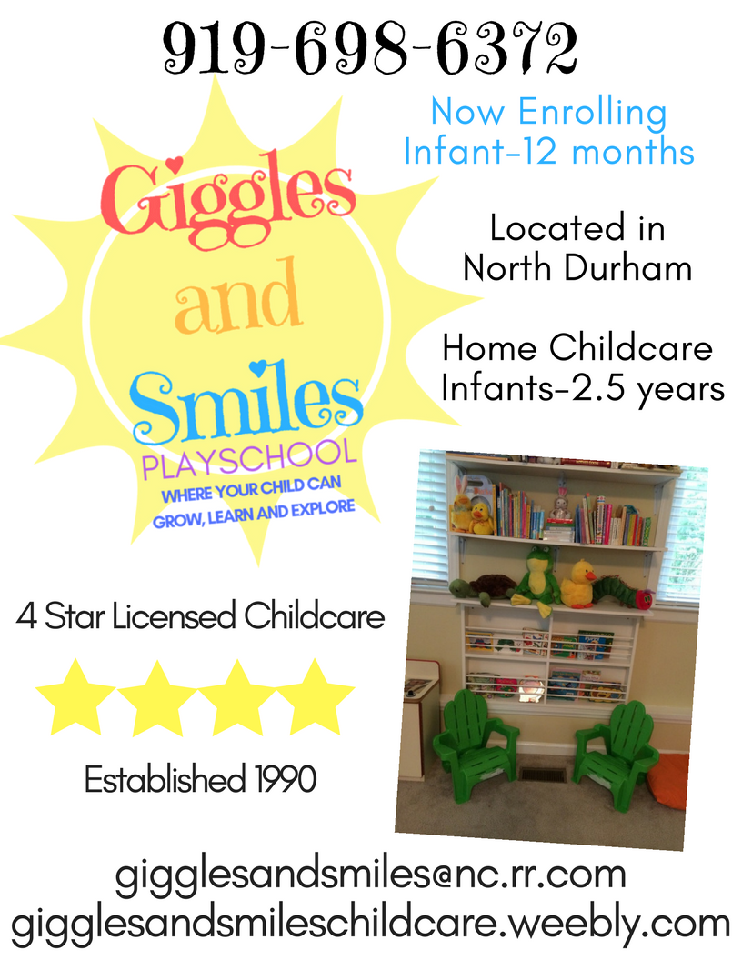 Giggles and Smiles Playschool/Child Care | 6723 Deerview Trail, Durham, NC 27712, USA | Phone: (919) 698-6372