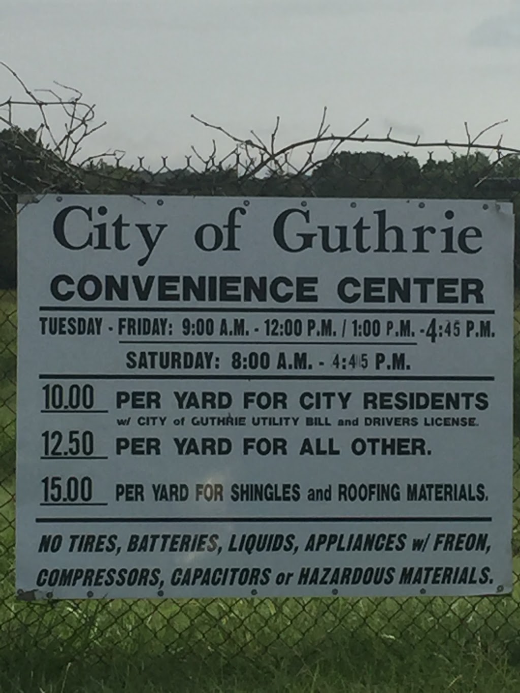 Guthrie Landfill | 1506 N Academy Rd, Guthrie, OK 73044, USA | Phone: (405) 282-2978