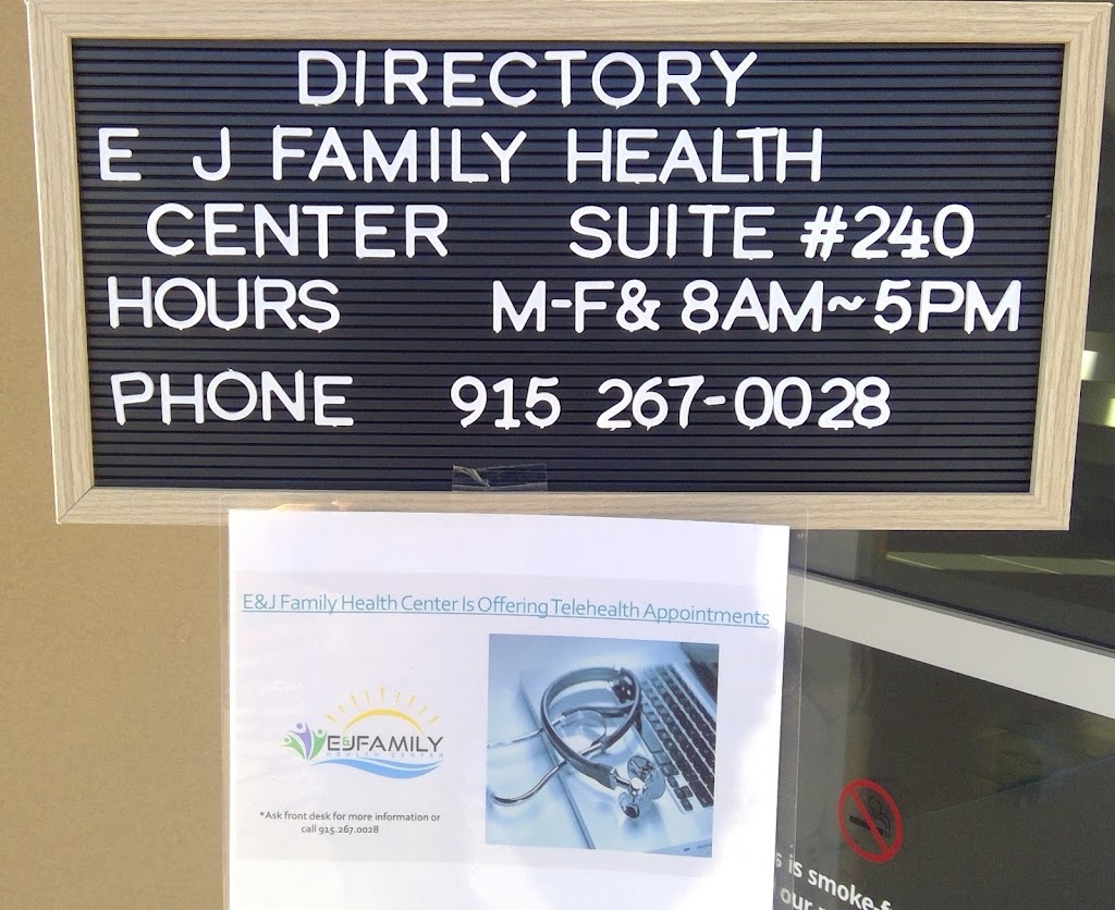 E and J Family Health Center | 13600 Horizon Blvd Suite 240, Horizon City, TX 79928, USA | Phone: (915) 267-0028
