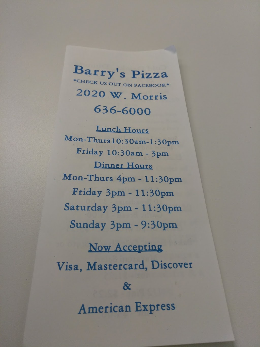 Barrys Pizza and Wings | 2020 W Morris St, Indianapolis, IN 46221, USA | Phone: (317) 636-6000