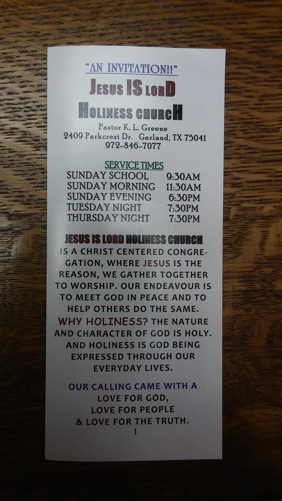 Jesus Is Lord Holiness Church | 2409 Parkcrest Dr, Garland, TX 75041, USA | Phone: (972) 846-7077