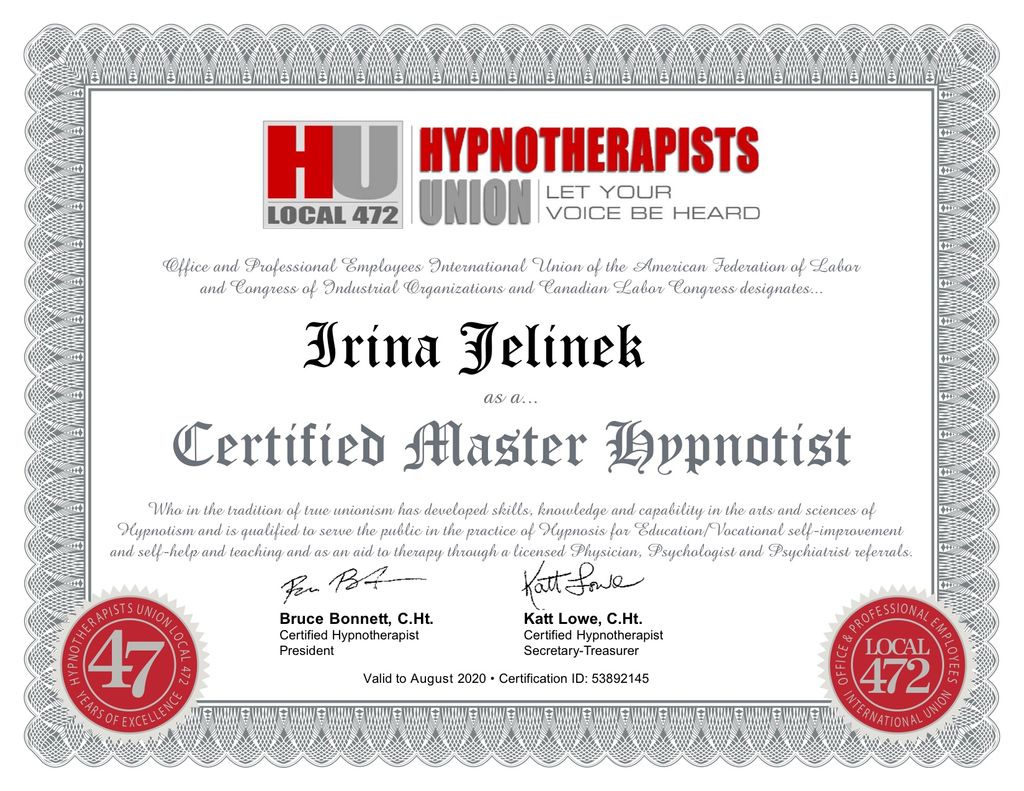 Irina Jelinek, Cht. Hypnotherapy | 1066 Allen Ave, Pasadena, CA 91104, USA | Phone: (310) 600-5075