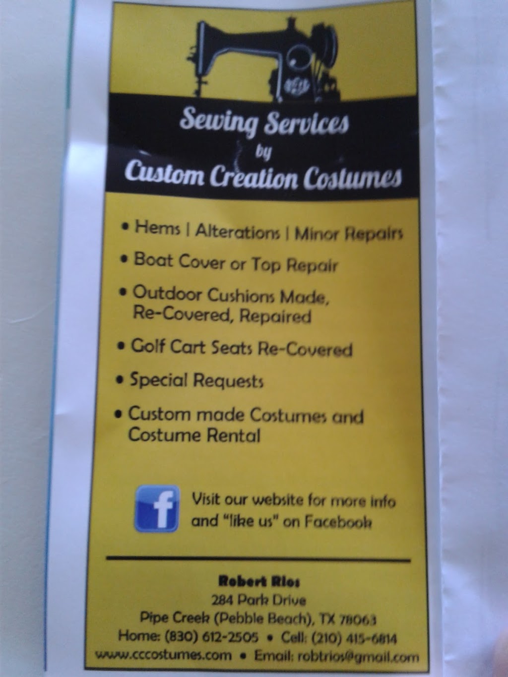 Custom Creation Costumes Sewing Services | 284 Park Dr, Lakehills, TX 78063, USA | Phone: (830) 612-2505